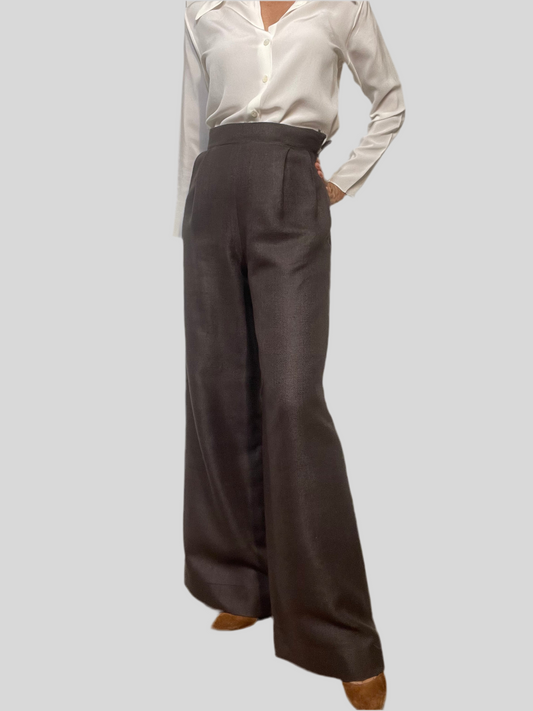 Pantalone in lino marrone bruciato