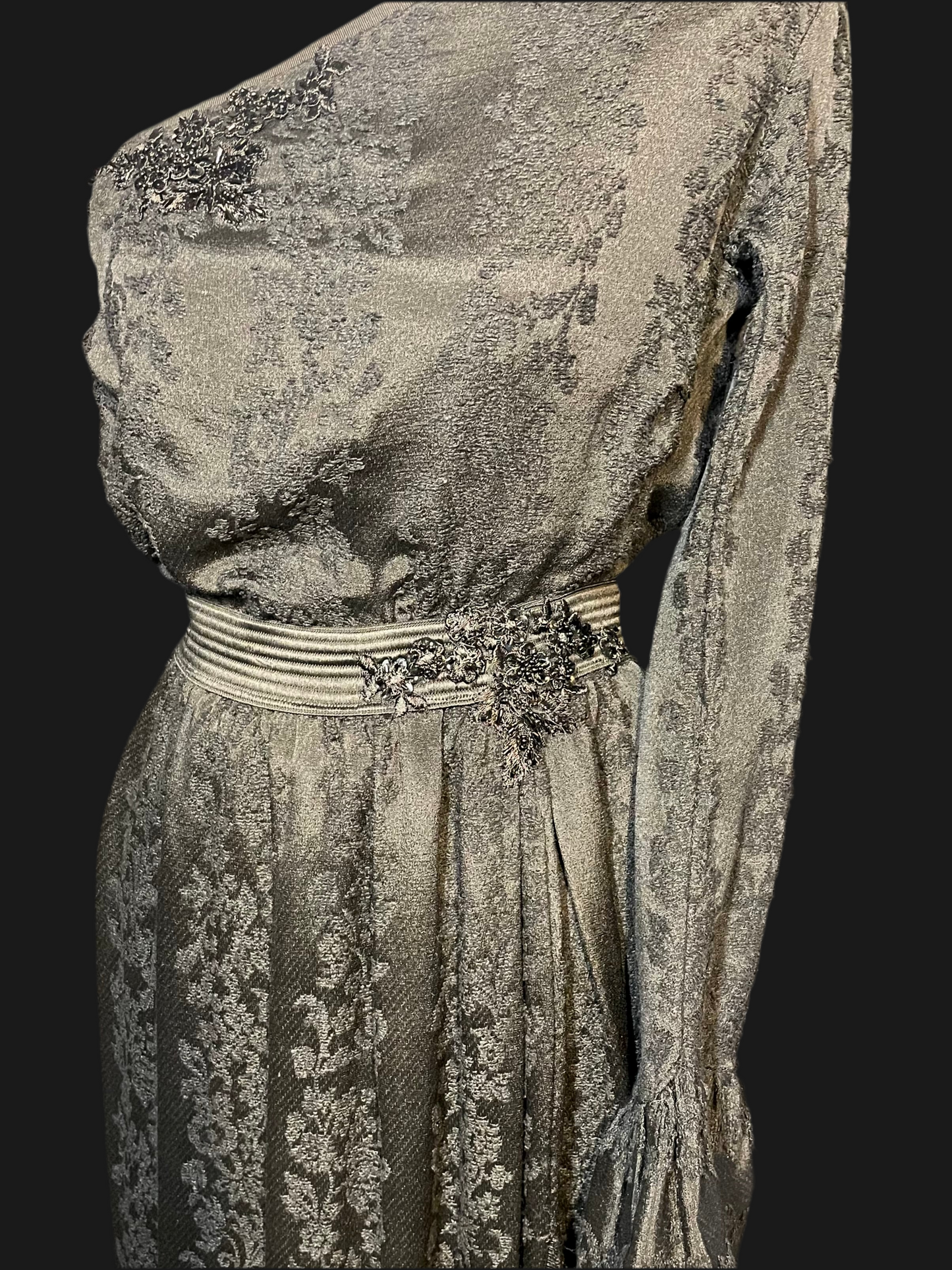 Completo gonna e top in seta nera Jacquard