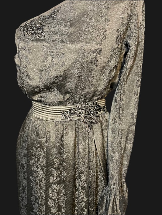 Completo gonna e top in seta nera Jacquard