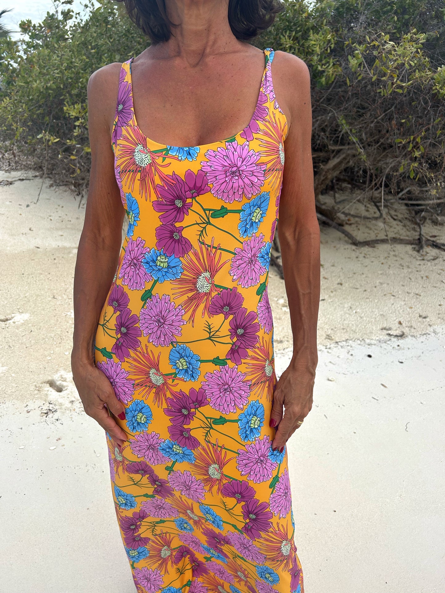Vestito lungo in lycra fantasia