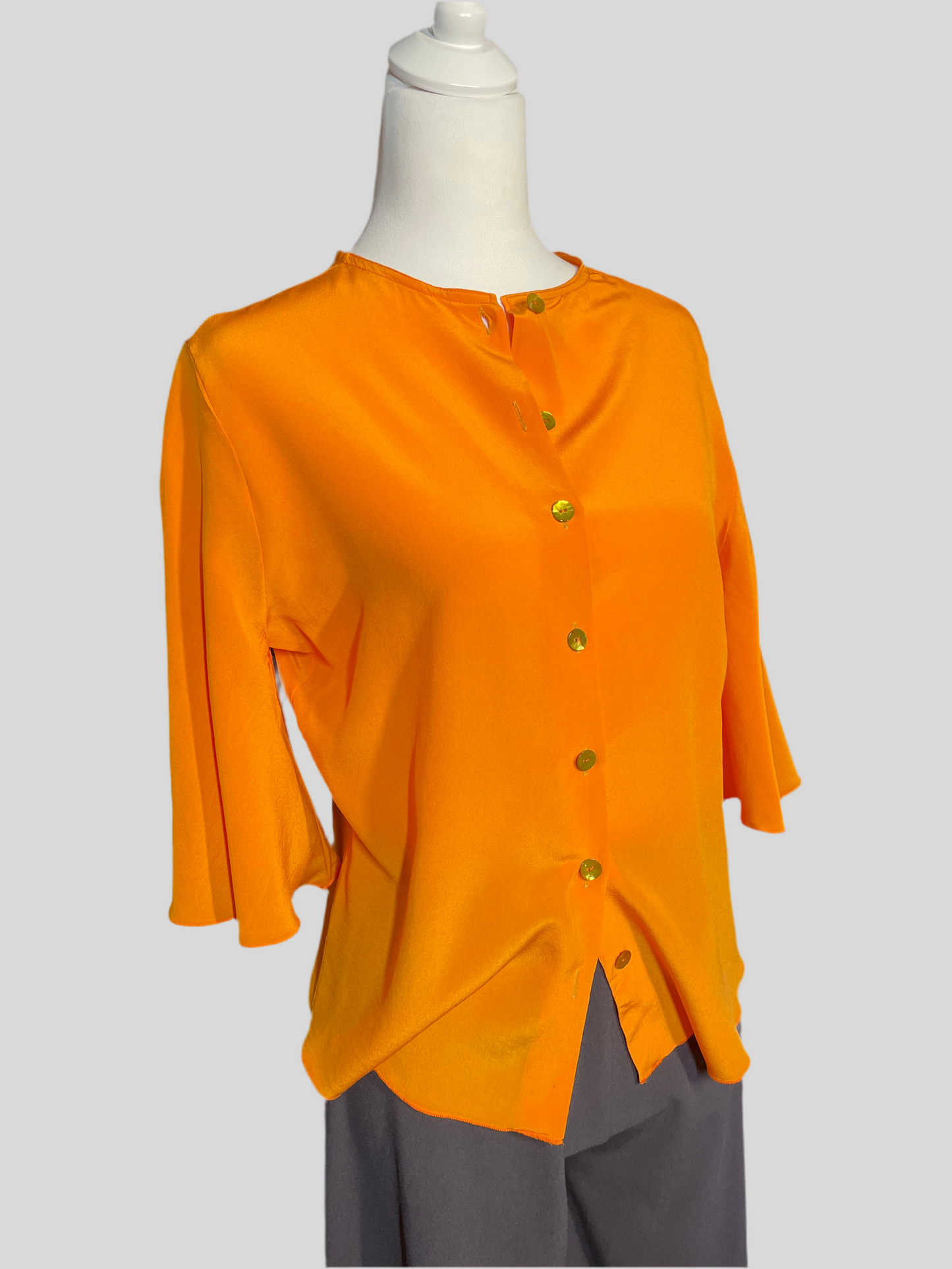 Camicia in seta pura arancione
