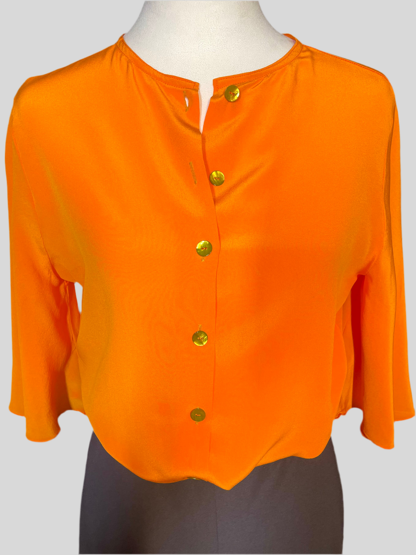 Camicia in seta pura arancione